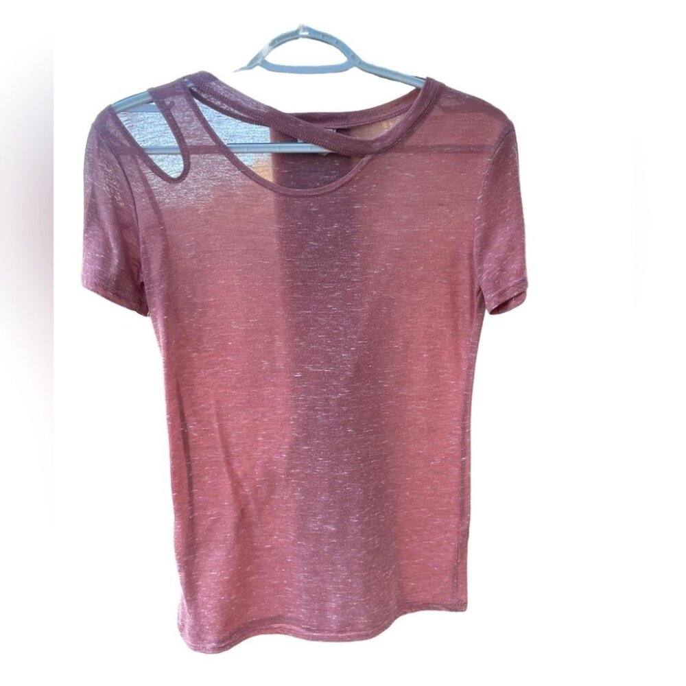 Modish Rebel Sheer Cutout Tee Pink Short Sleeve XS Buckle